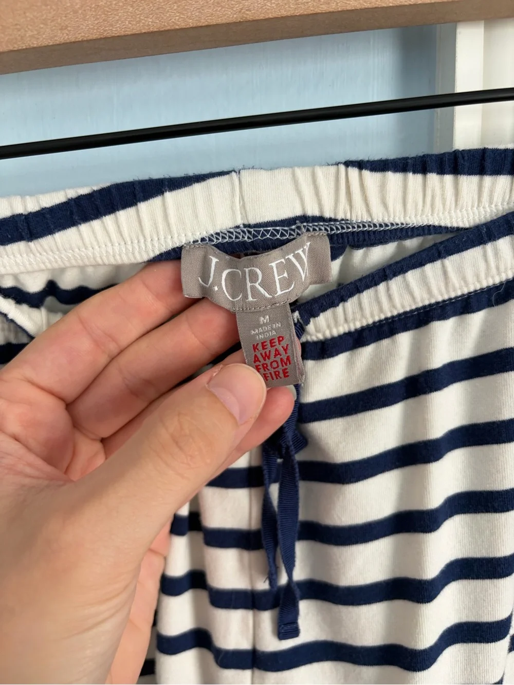 J Crew Blue White Striped Matching Pajama Set M